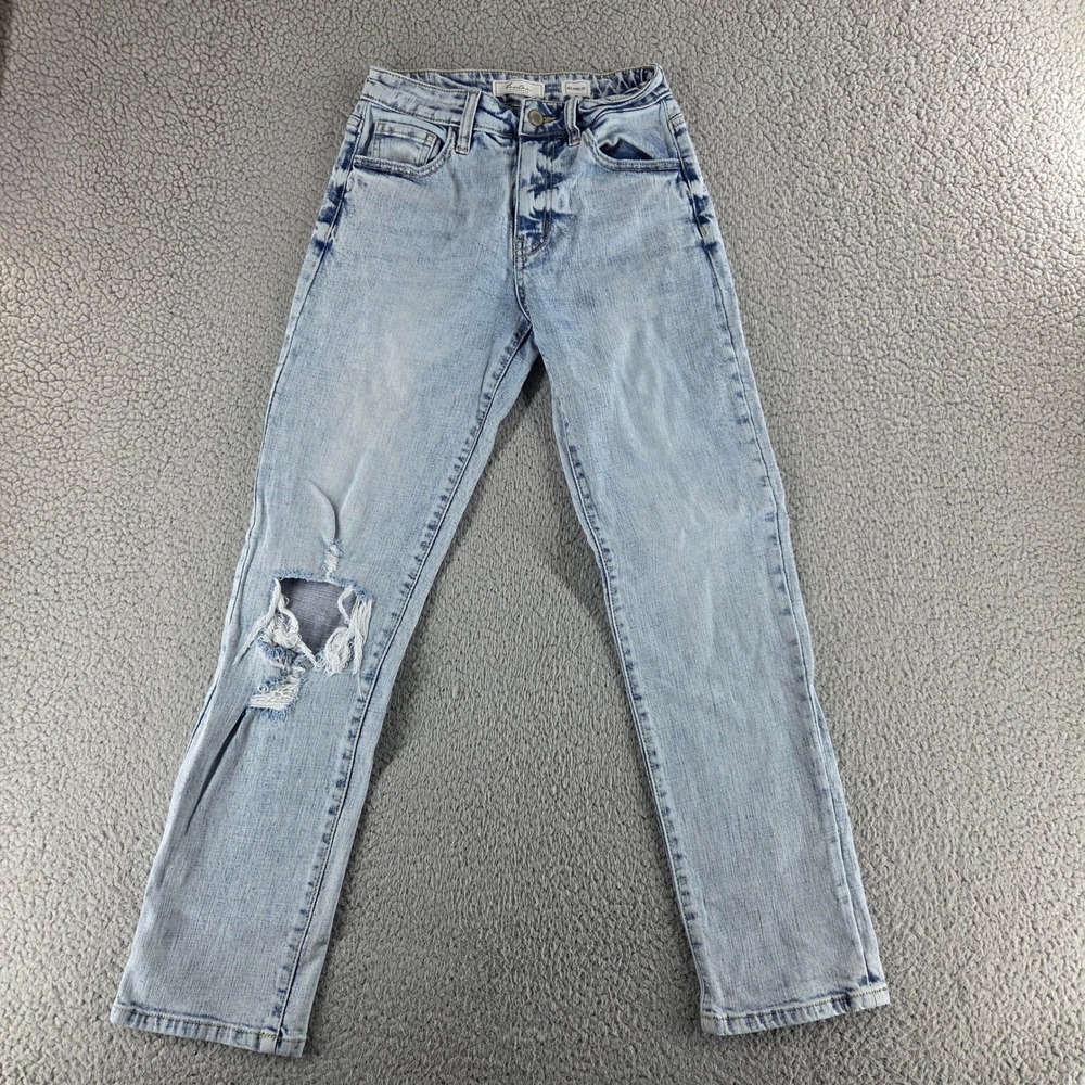 KanCan Jeansd Womens 23 Blue Relaxed Fit Light Wash Distressed Mid Rise